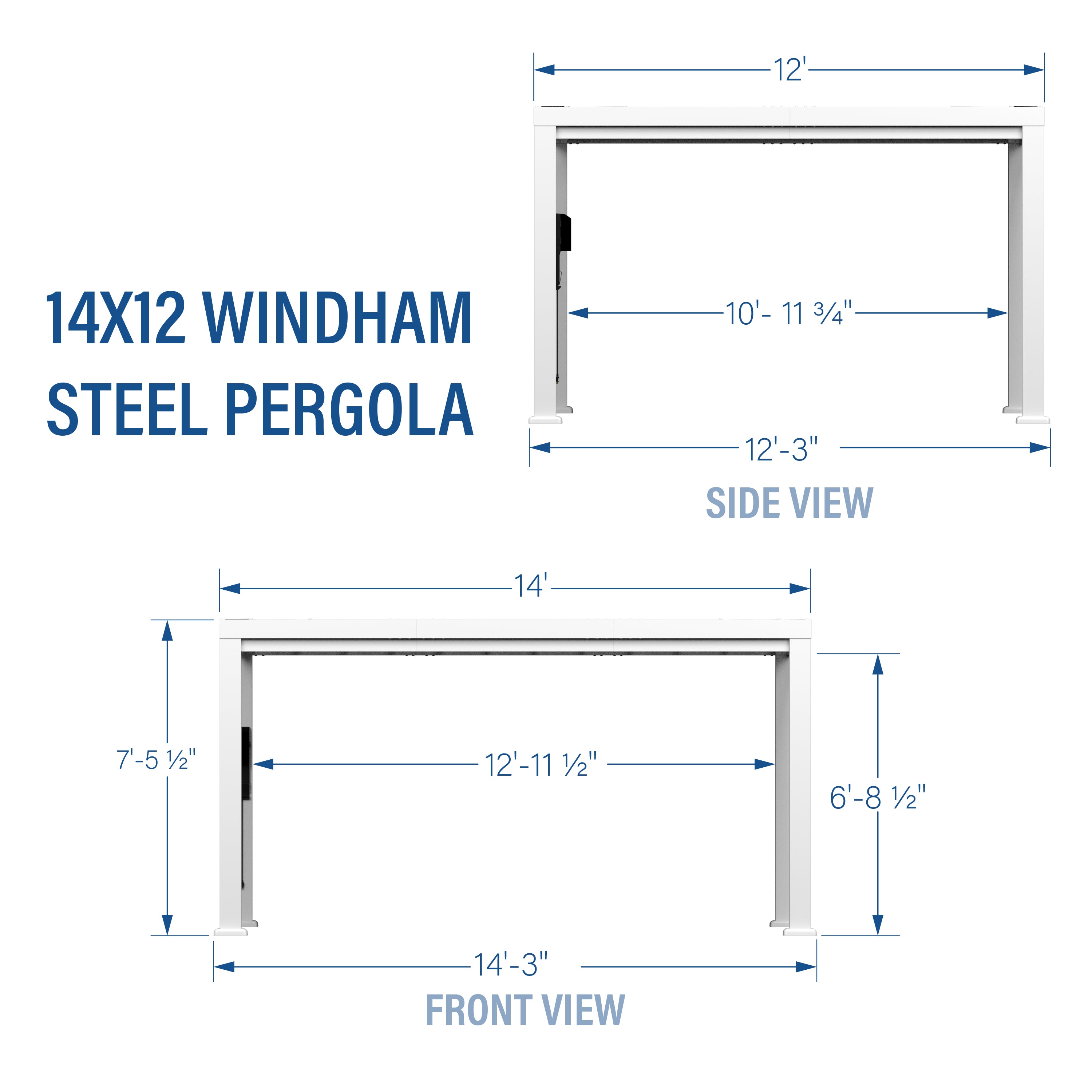 14x12 Windham Modern Steel Pergola With Sail Shade Soft Canopy
