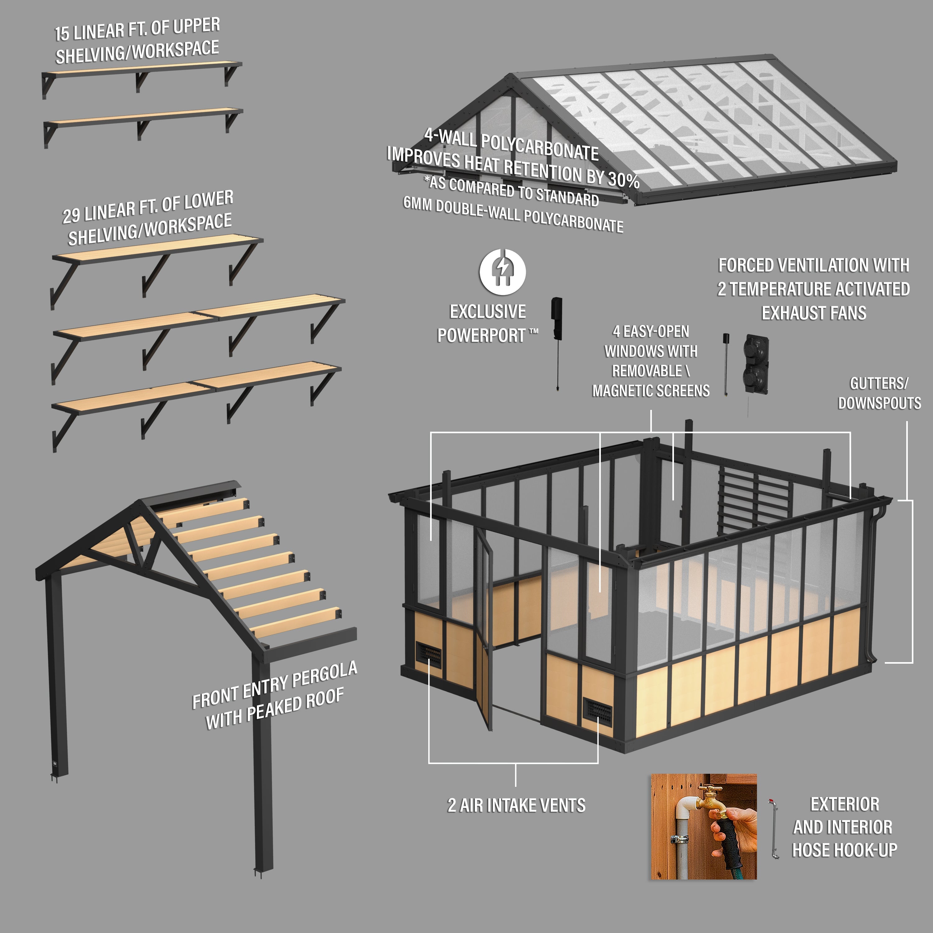 14 X 12 Larkspur Metal Greenhouse